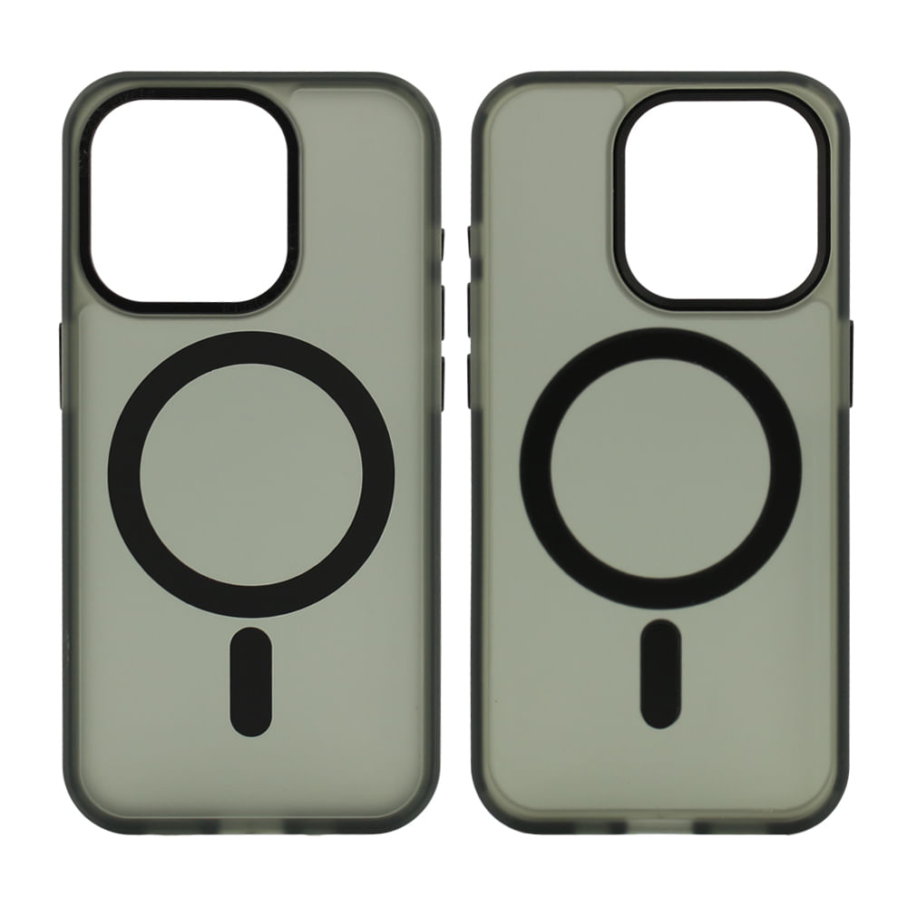 Case para iPhone 15 Pro con MagSafe para carga inalámbrica, para accesorios magnéticos, rígido, mate traslúcido negro