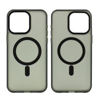 Case para iPhone 15 Pro Max con MagSafe para carga inalámbrica, para accesorios magnéticos, rígido, mate traslúcido negro