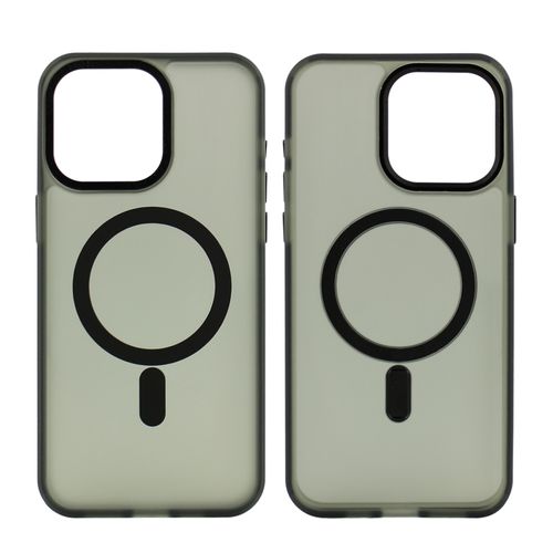 Case para iPhone 15 Pro Max con MagSafe para carga inalámbrica, para accesorios magnéticos, rígido, mate traslúcido negro