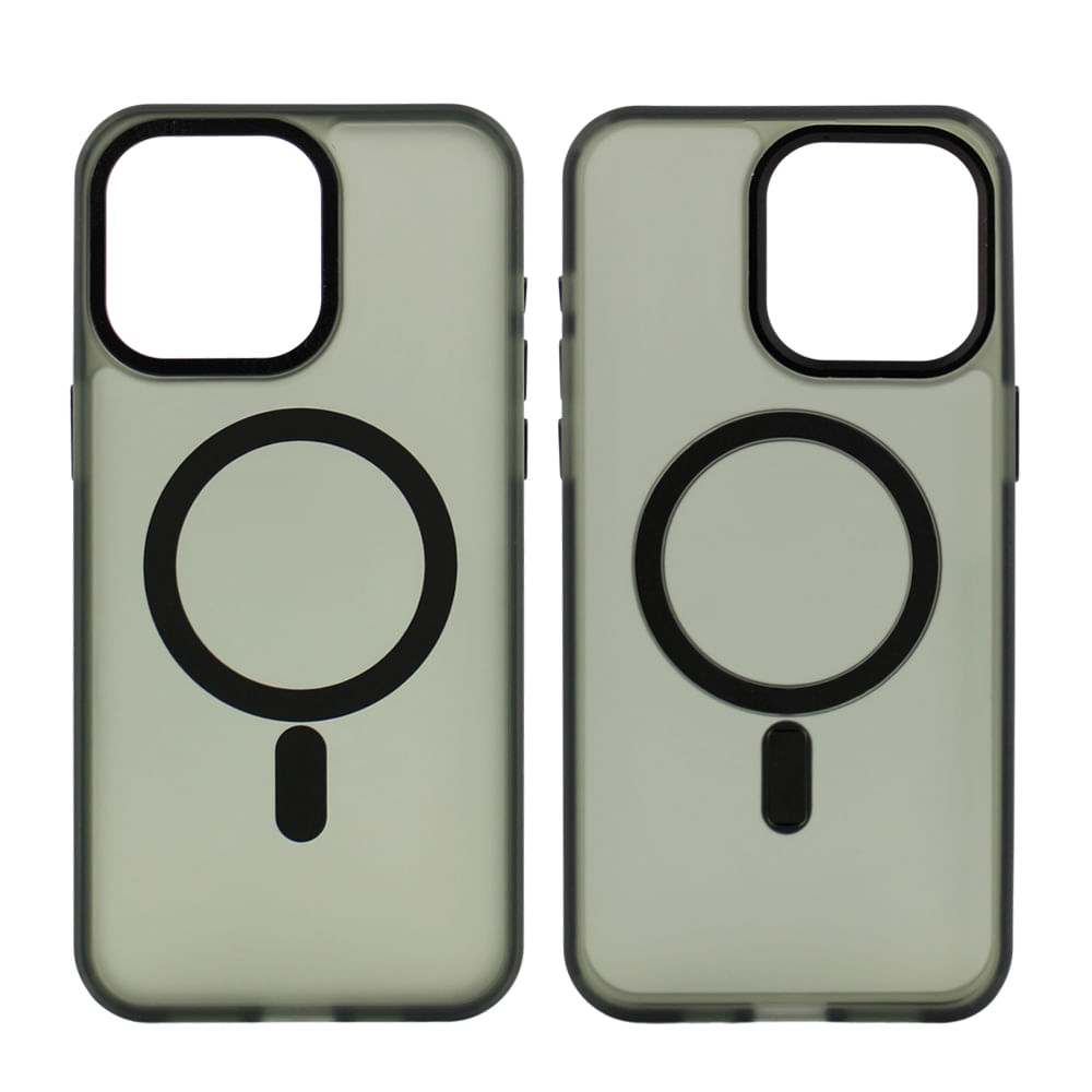 Case para iPhone 15 Pro Max con MagSafe para carga inalámbrica, para accesorios magnéticos, rígido, mate traslúcido negro