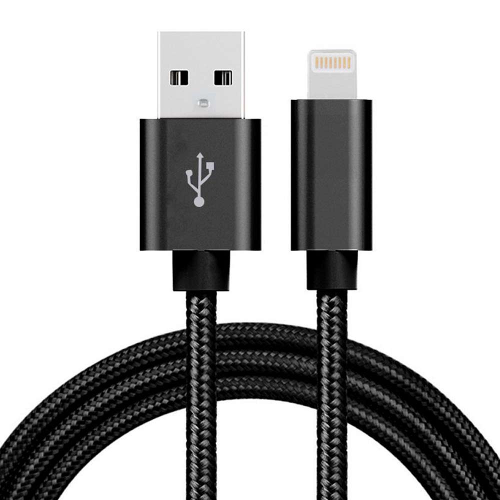 Cable lightning a usb iBox nylon, 2m, MFI, negro