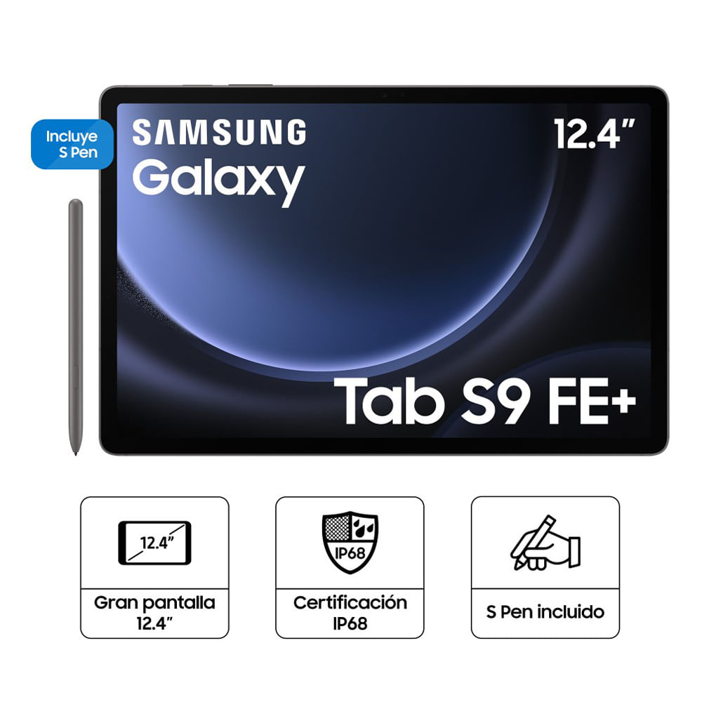Imagen 2 del producto Tablet Samsung Galaxy Tab S9 FE Plus 12.4"", 128GB, 6GB RAM, 2560 x 1600 (WQXGA), cámara principal 8MP + 8MP y frontal 12MP, negro + cargador 25W