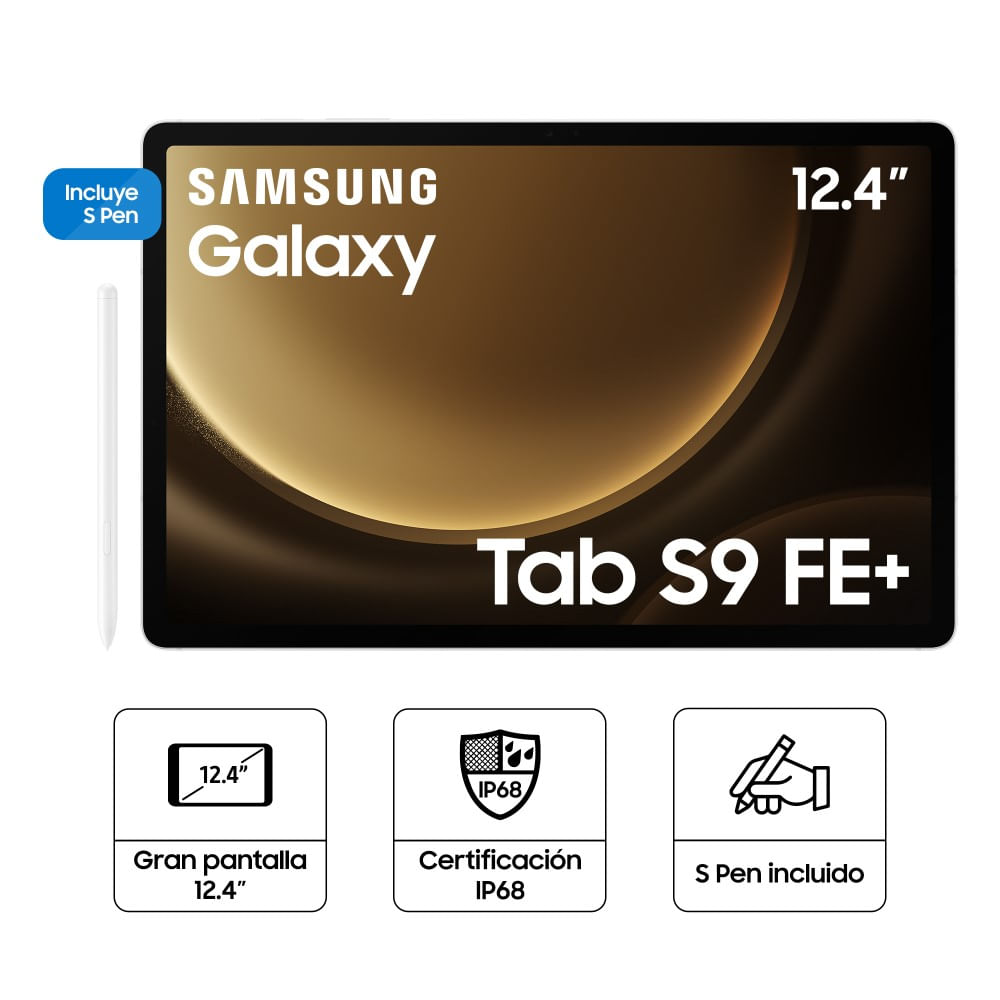 Imagen 2 del producto Tablet Samsung Galaxy Tab S9 FE Plus 12.4"", 128GB, 6GB RAM, 2560 x 1600 (WQXGA), cámara principal 8MP + 8MP y frontal 12MP, plateado + cargador 25W