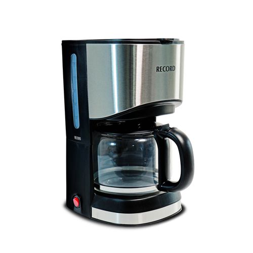 Cafetera Récord INCAC101, 800 watts, capacidad 12 tazas, jarra de cristal, estructura de acero inoxidable