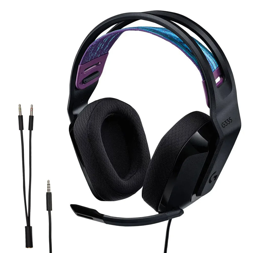 Audífonos gamer alámbrico Logitech G335 con micrófono, conexión jack 3.5, 36 ohms, sensibilidad: 87.5 dB, PC y consolas, negro