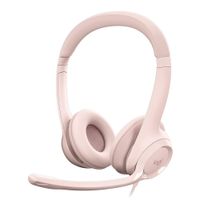 Audífonos alámbrico Logitech H390 con micrófono, conexión usb, control de volumen, cable 1.9m, rosado
