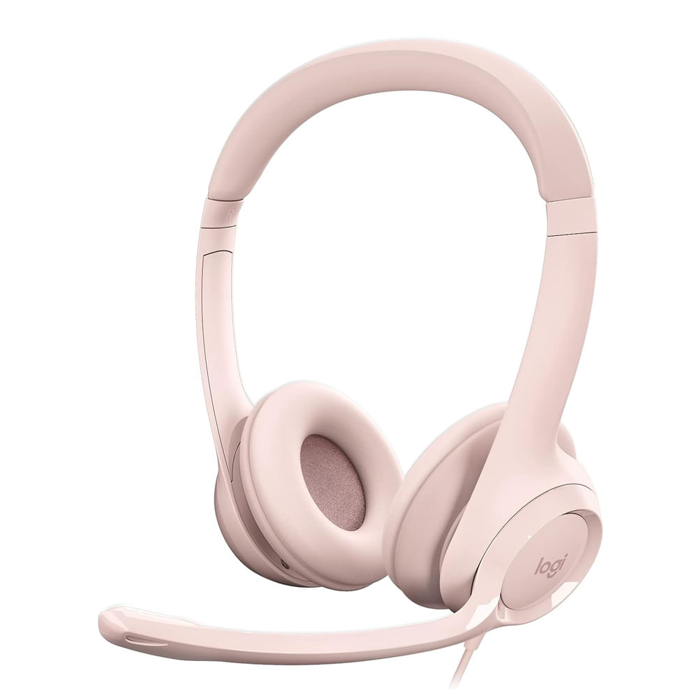 Audífonos alámbrico Logitech H390 con micrófono, conexión usb, control de volumen, cable 1.9m, rosado