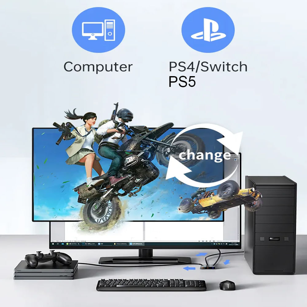Imagen 2 del producto Pack Switcher HDMI Bidireccional 4K 60Hz 2 en 1 + Cable HDMI 2.1