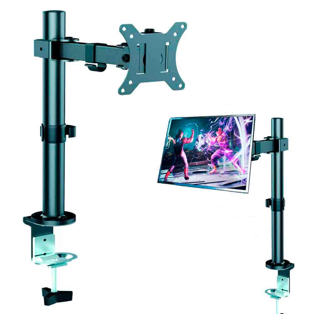 Imagen 2 del producto Rack para Monitor Vesa hasta 32 pulg. Regulable 100x100 75x75 8kg 180° Acero Brazo Tubo TU