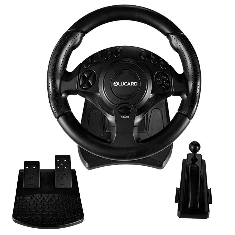 Timón con Pedales, compatible con PS4, PC, Switch, Xbox One/360 PS3, giro 180°, negro