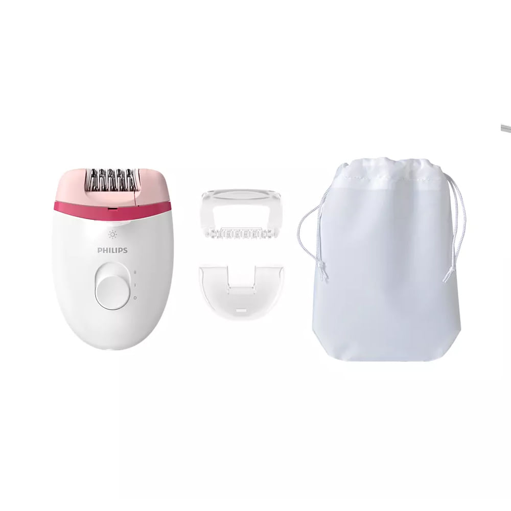Imagen 2 del producto Depiladora con cable compacta Philips BRE255_00, 2 velocidades, blanco con rosado