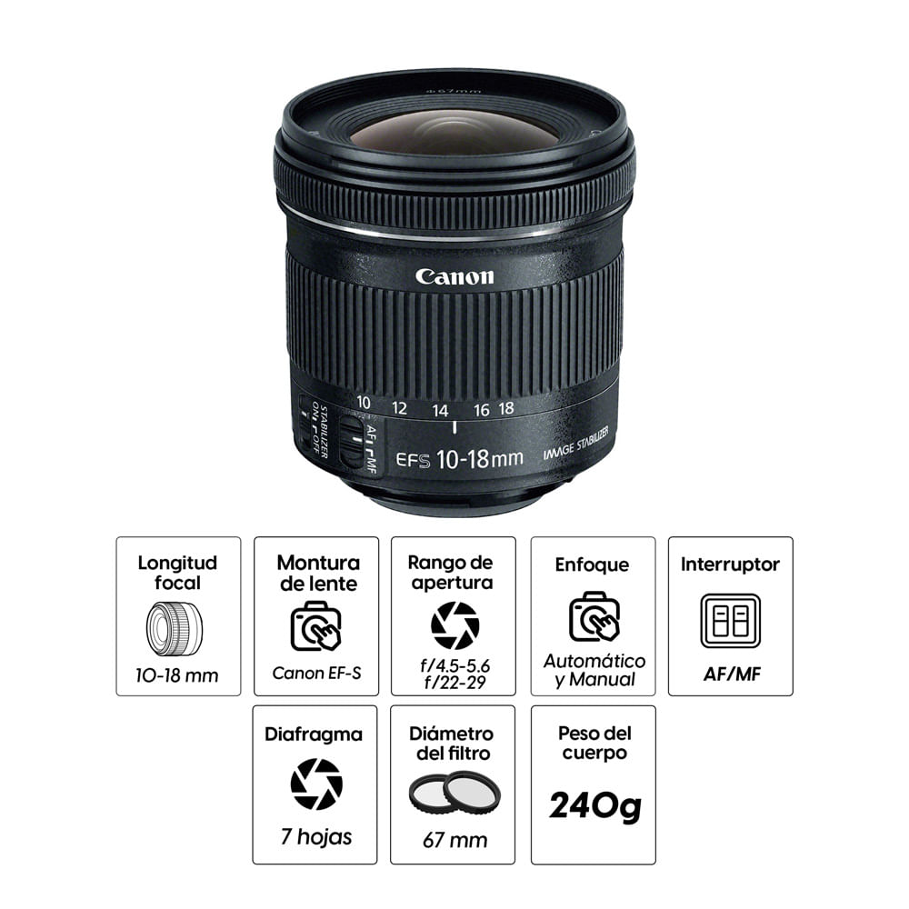 Imagen 2 del producto Lente Canon EF-S 10-18mm f/4.5-5.6 IS STM