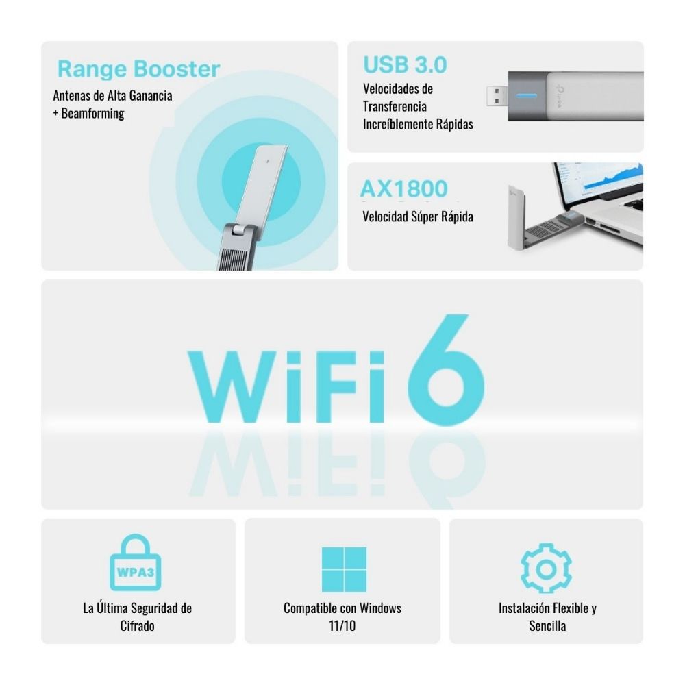 Imagen 2 del producto Adaptador USB TP-Link Archer TX20UH Wireless AX1800
