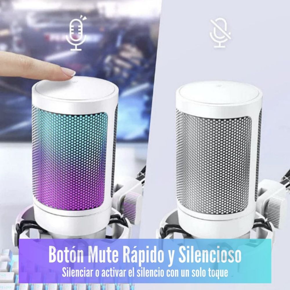 Imagen 2 del producto Micrófono Fifine Ampligame A6V, RGB, USB Cardioide, blanco