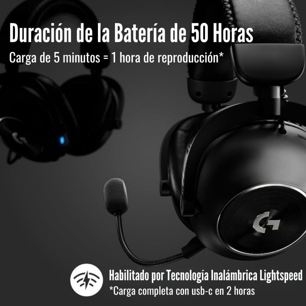 Imagen 2 del producto Audífonos gamer inalámbrico Logitech G Pro X 2 lightspeed conexión usb, 38 ohm, sensibilidad 87.8 dB, PC y consola, negro