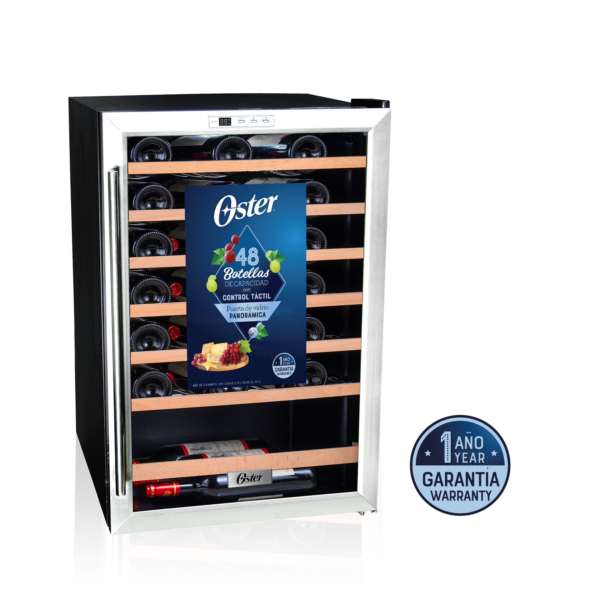 Imagen 1 del producto Vinera Oster OSPWCC48DB, capacidad 48 botellas, con control digital