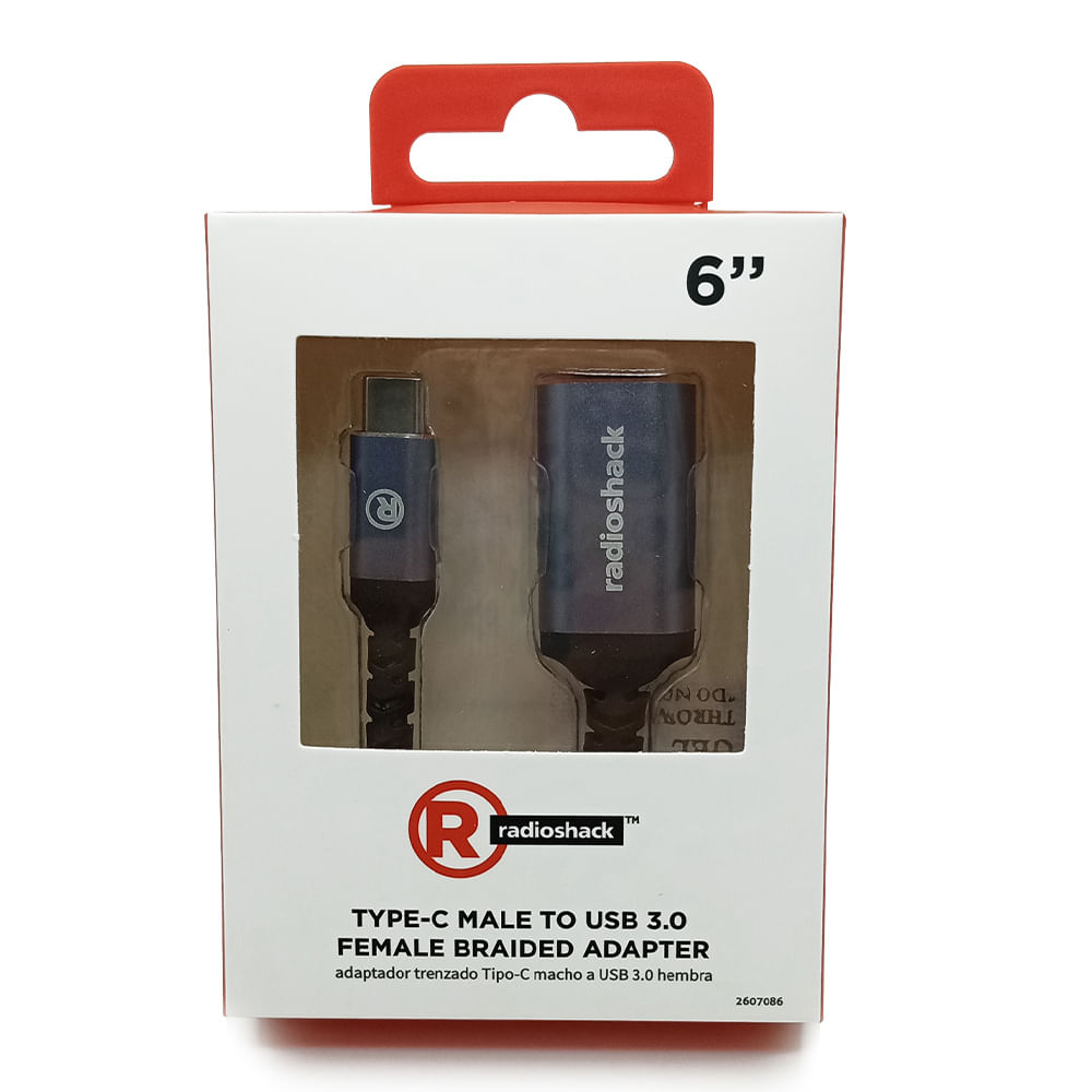 Imagen 2 del producto Cable Radioshack OTG Tipo-C a USB 3.0, trenzado, negro