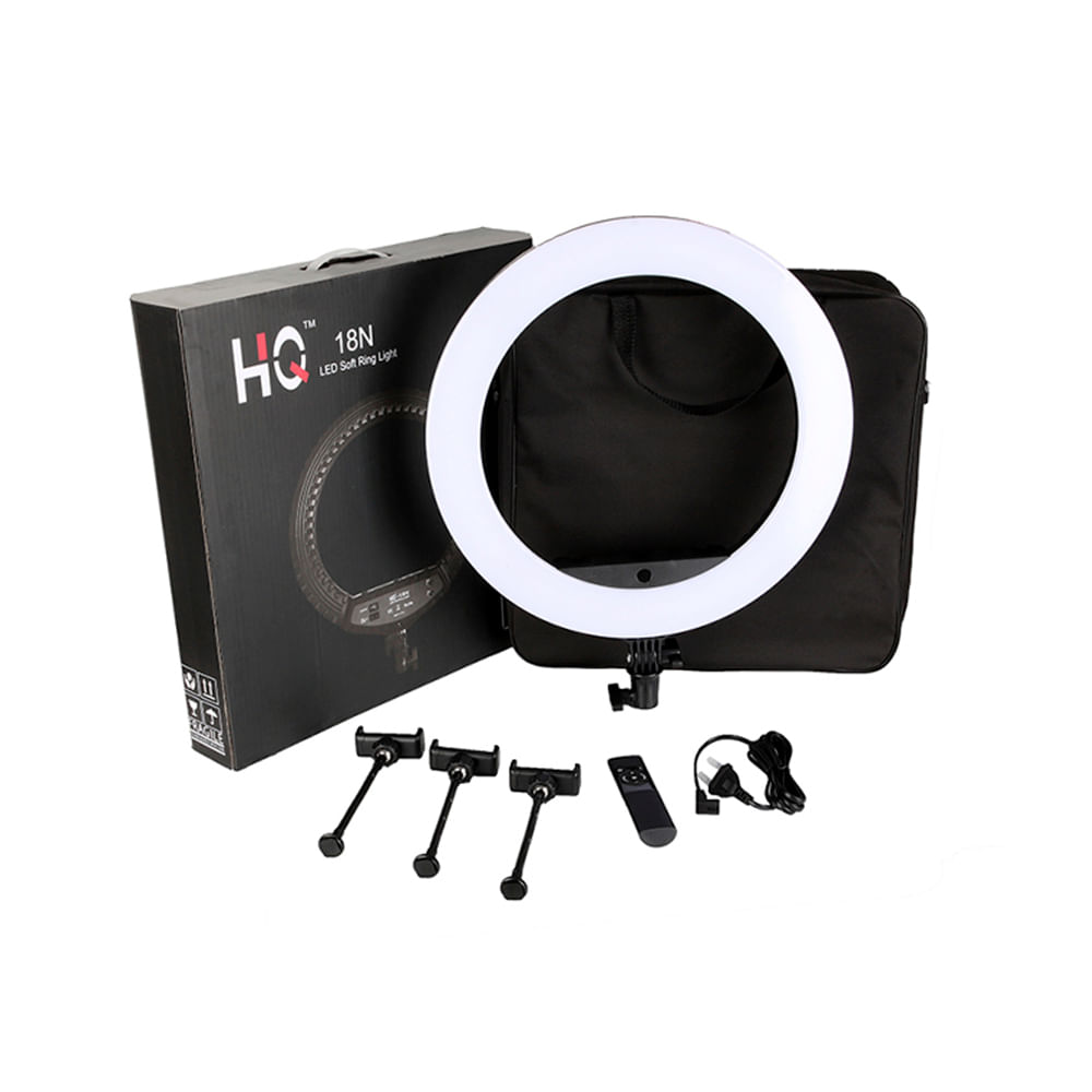 Aro de luz 18" genérico LED HQ - 18N, iluminación de energía 55W, negro