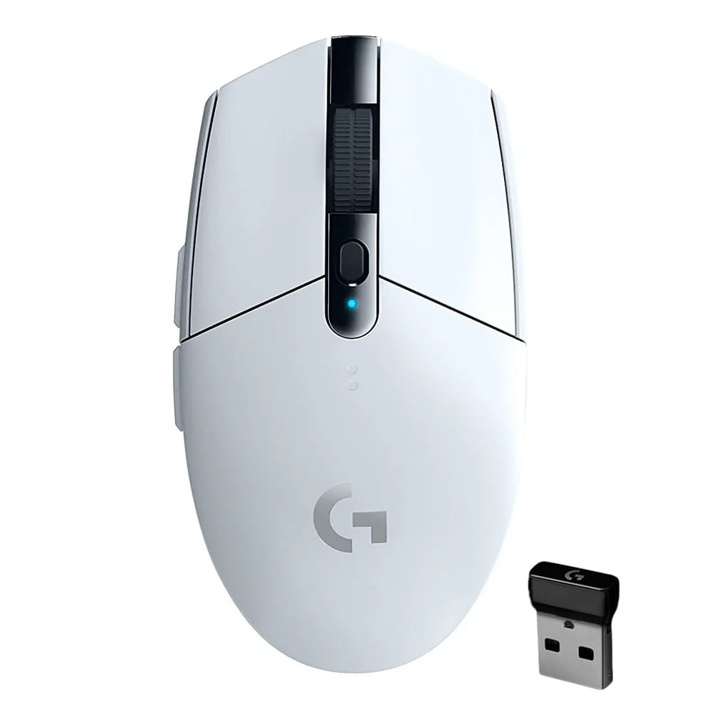 Mouse gamer Logitech G305 Lightspeed Wireless, receptor usb, 12000 dpi, 6 botones, usa pila, blanco