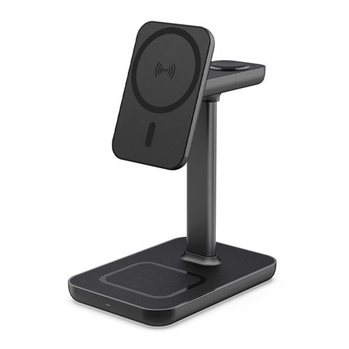 Cargador inalámbrico iBox 3 en 1, 15W, para iphone, apple watch y airpods, negro