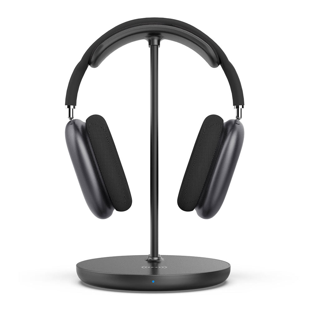 Imagen 2 del producto Cargador inalámbrico iBox 15W, para airpods max, con soporte para auriculares, negro