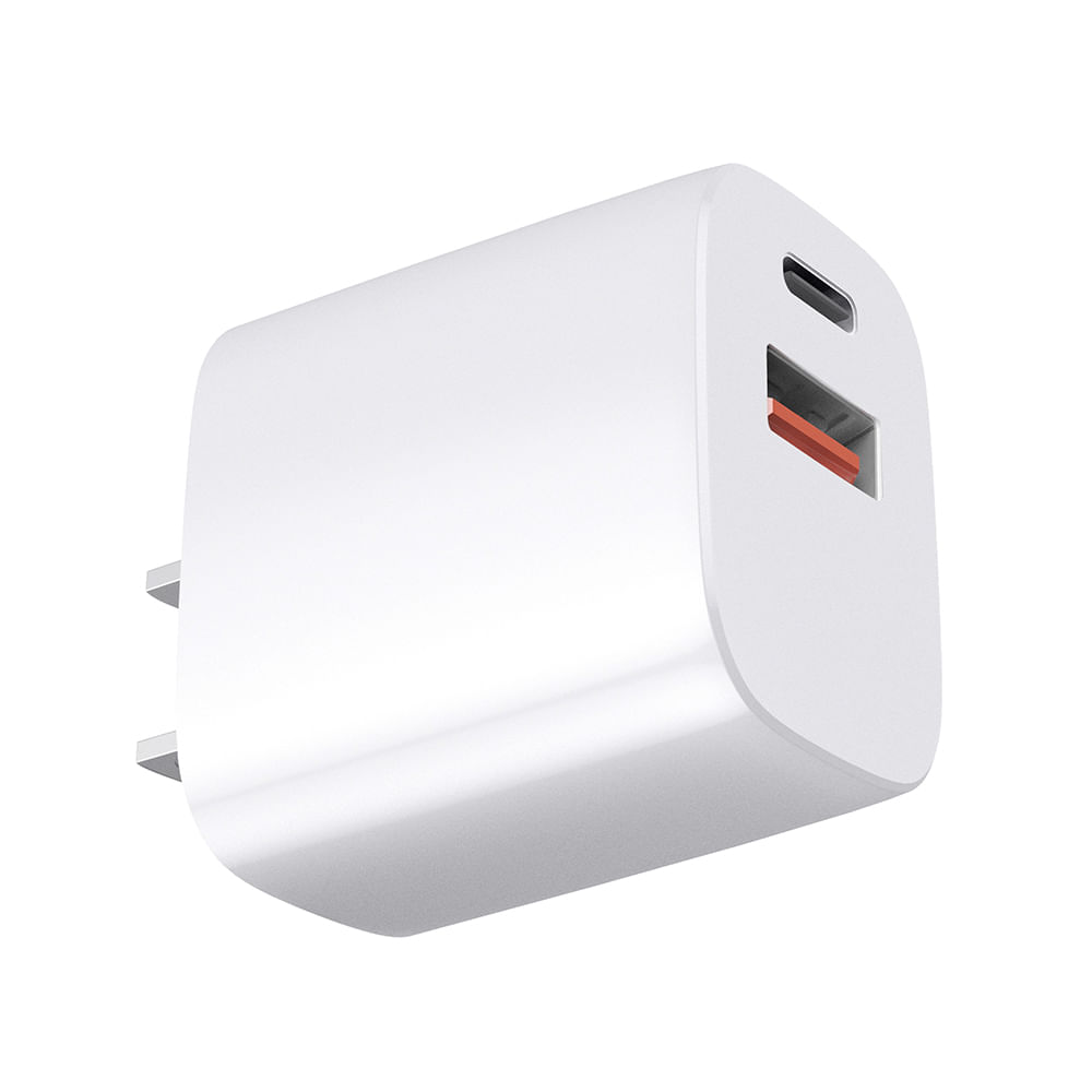 Imagen 1 del producto Cargador de pared Coolbox GMobile dual, 1 puerto usb, 1 puerto tipo c, 12W, blanco