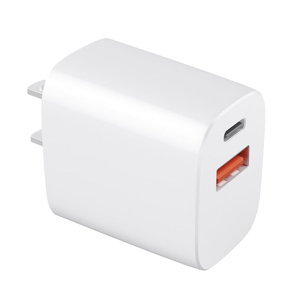 Imagen 2 del producto Cargador de pared Coolbox GMobile dual, 1 puerto usb, 1 puerto tipo c, 12W, blanco
