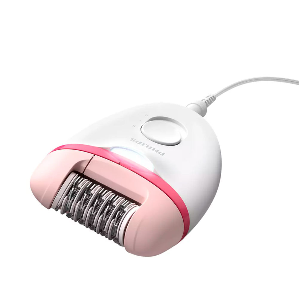 Depiladora con cable compacta Philips BRE255_00, 2 velocidades, blanco con rosado