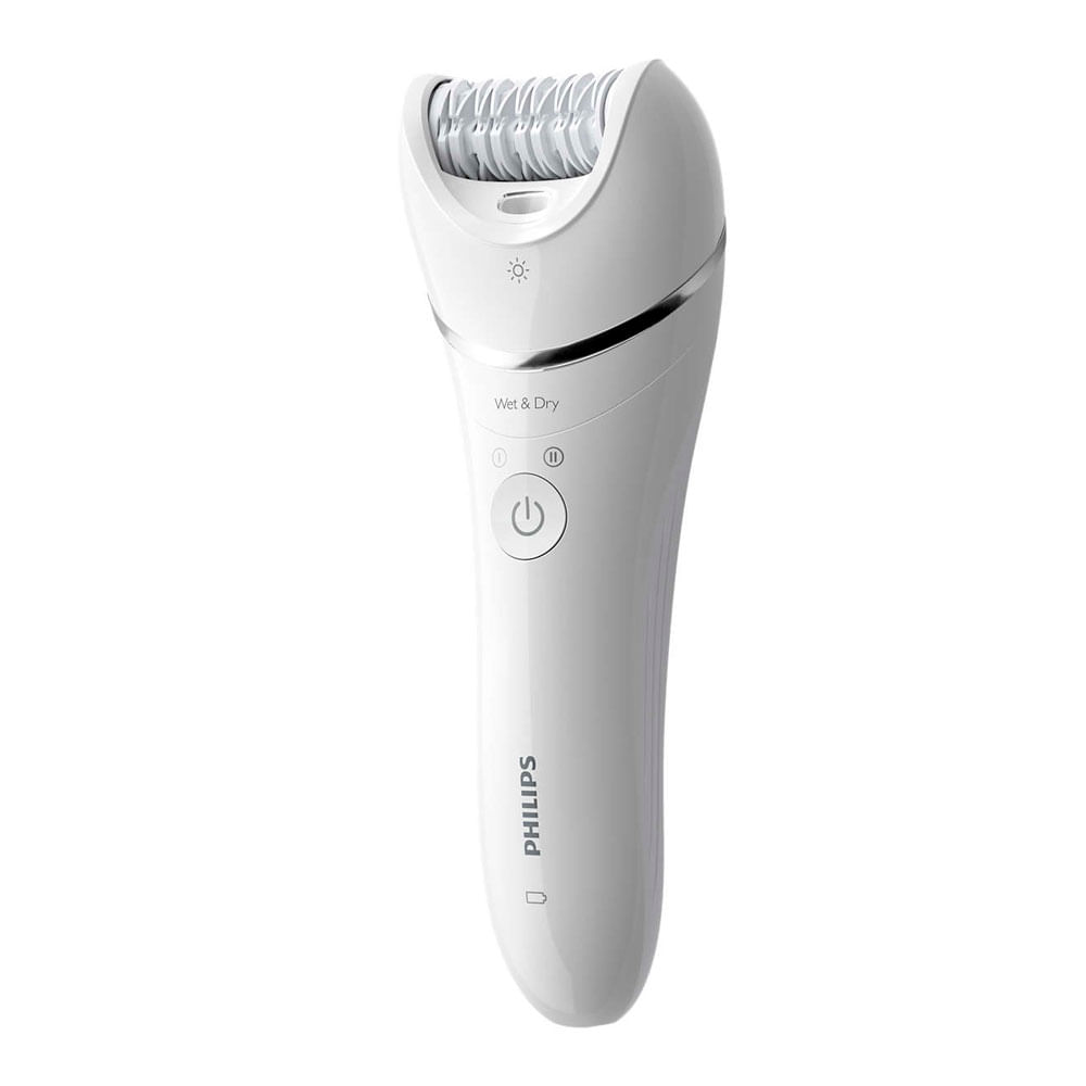 Depiladora en seco y húmedo Philips BRE700_00, inalámbrica, duración 40 minutos, 32 pinzas, blanco