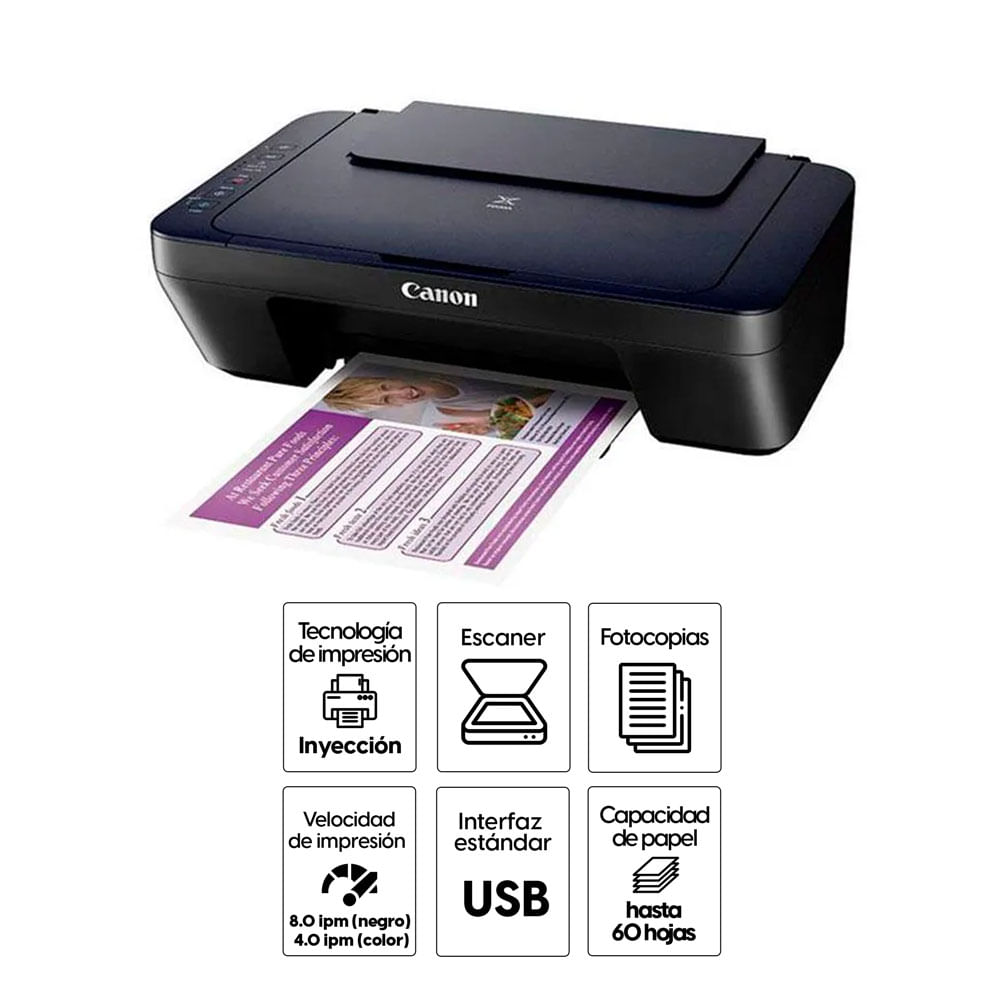 Imagen 2 del producto Impresora multifuncional Canon Pixma E402, inyección de tinta, alámbrica, con cartuchos
