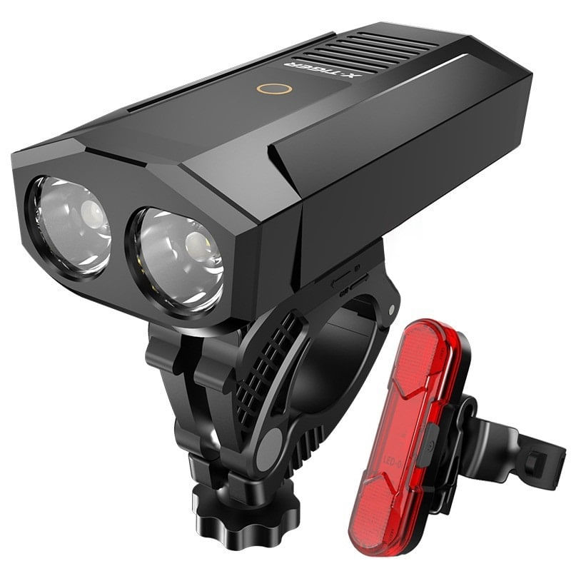 Luz de bicicleta X-Tiger QD-10011, 1800 lúmenes, resistencia al agua IPX5-IPX6, carga USB, 4 modos de luz