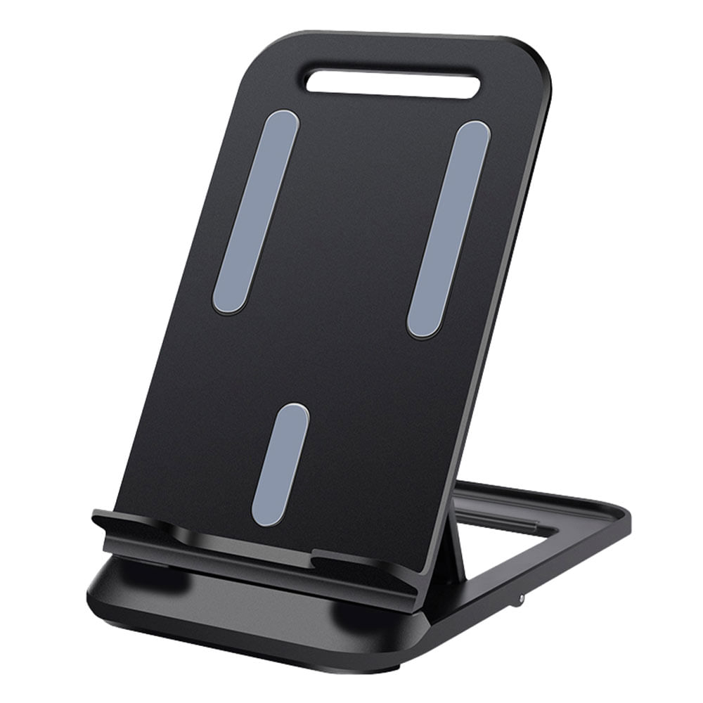 Soporte celular de escritorio, plástico, negro
