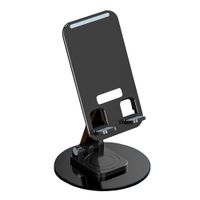 Soporte de celular/tablet Roadtrip de escritorio, rotación 360°, plástico/aluminio, negro