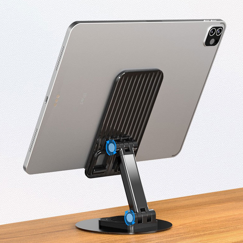 Imagen 2 del producto Soporte de celular/tablet Roadtrip de escritorio, rotación 360°, plástico/aluminio, negro