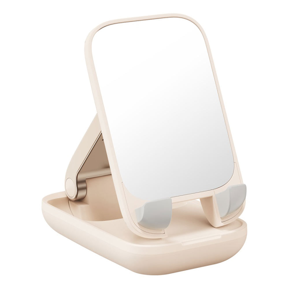 Soporte de celular Baseus plegable con espejo, crema