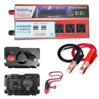 Inversor de corriente 12v a 220v, 1000W, 4 USB, 3 sockets, pantalla LCD