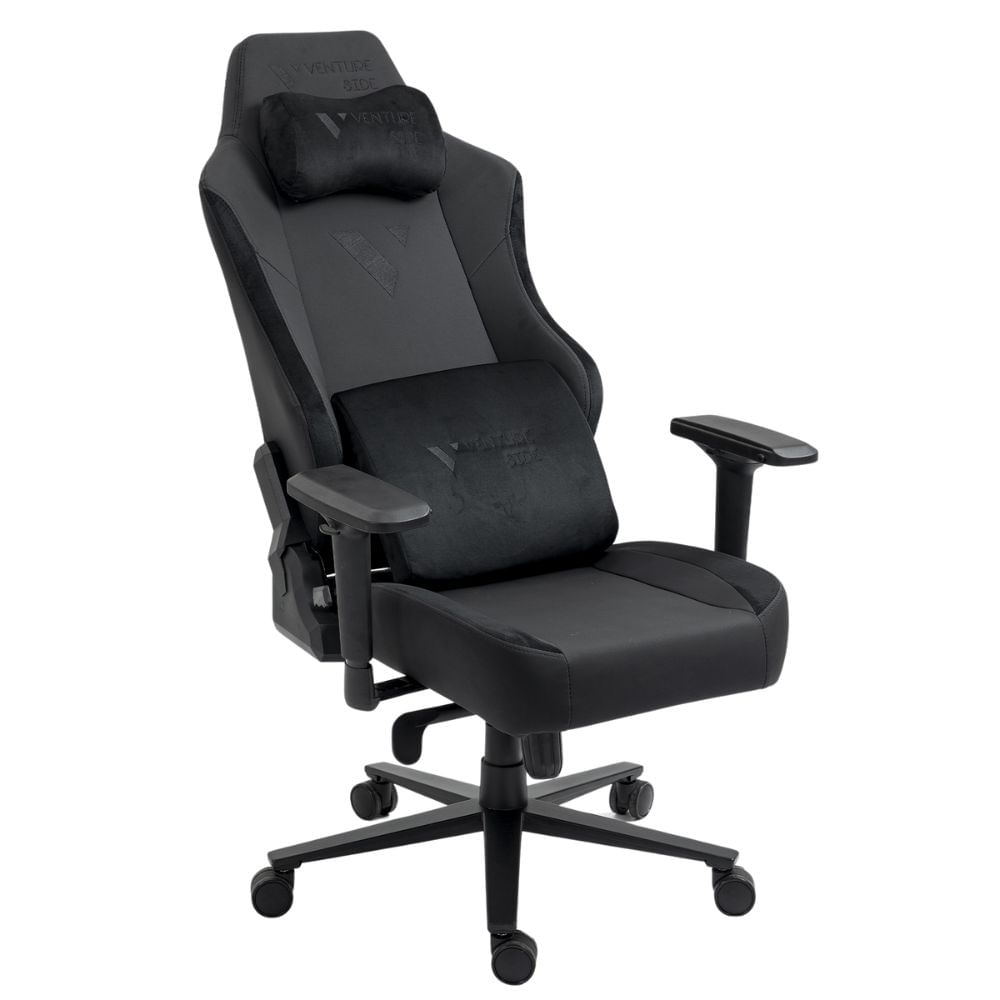 Imagen 2 del producto Silla gamer Venture Side Prime cuero PU y terciopelo, reclinable 180°, posabrazos 4D, almohadillas magnéticas, negro