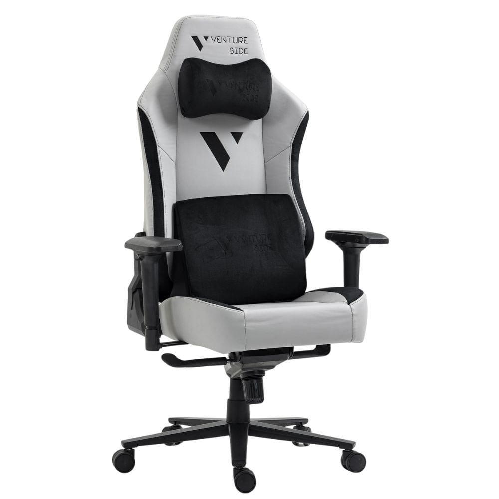 Silla gamer Venture Side Prime, cuero gris ash, reclinable, almohadilla inteligente magnética