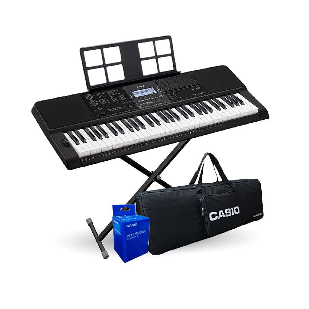 Órgano electrónico Casio CT-X800, 195 canciones, pantalla LCD, negro + Pack semiprofesional