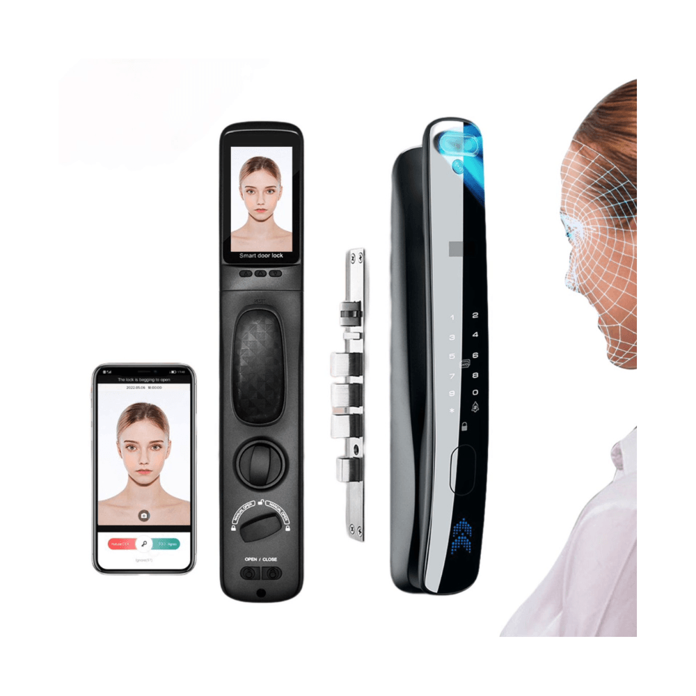 Imagen 2 del producto Cerradura Smart con cámara, pantalla GC Electric, 6 métodos de acceso, gris
