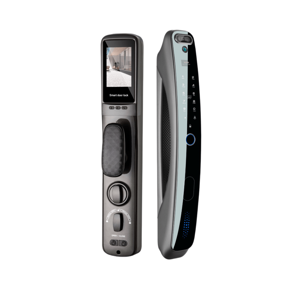 Cerradura Smart con cámara, pantalla GC Electric, 6 métodos de acceso, gris