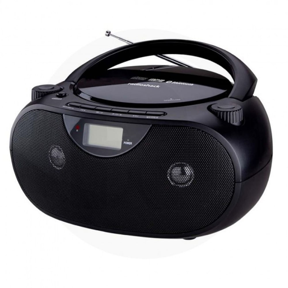 Radio portátil Radioshack Boombox bluetooth, Radio FM, CD, USB, Negro