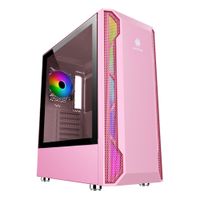 Gabinete Antryx RX-430 ATX/Full ATX/Micro ATX, ventilador ARGB/cinta LED, Panel lateral vidrio templado, sin fuente, rosado