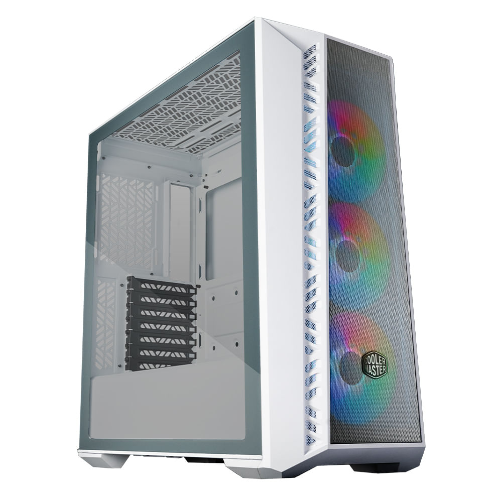 Imagen 1 del producto Gabinete Cooler Master Masterbox MB520 Mesh, Mini-ITX / Micro-ATX /ATX/SSI CEB, Panel lateral vidrio templado, sin fuente, blanco