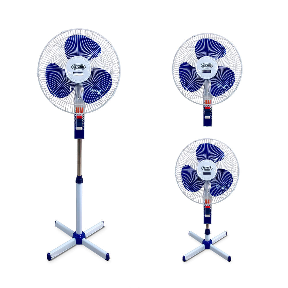 Ventilador Alfano AL-1680 3 en 1, 60 watts, 3 velocidades, 3 hélices, blanco con azul