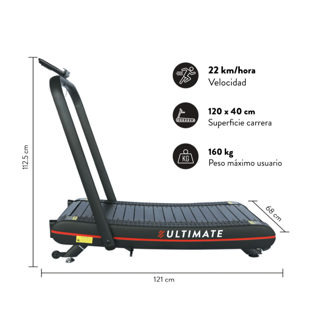 Imagen 2 del producto Trotadora Curva Ultimate Fitness C200, velocidad 22 km/hora, área 150 x 45 cm, peso 160 kg