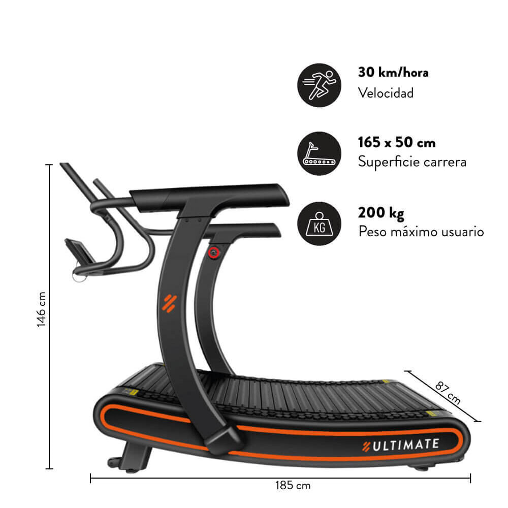 Imagen 2 del producto Trotadora curva Ultimate Fitness C1000 Elite peso máx. 200 kg, rojo