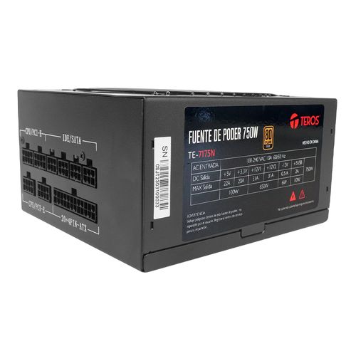 Fuente de poder Teros TE-7175W 750W, 80 Plus Gold, F. modular