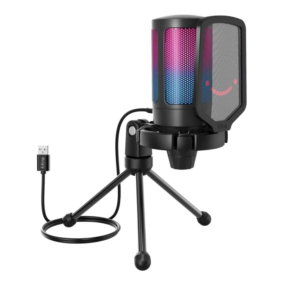 Micrófono Fifine Ampligame A6V RGB USB Cardioide - Black