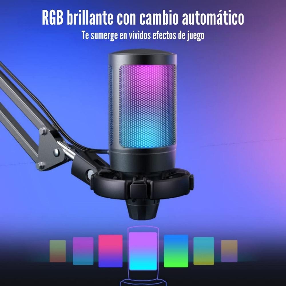 Imagen 2 del producto Micrófono Fifine Ampligame A6T RGB (incluye Brazo) - Black